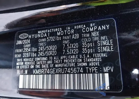 2024 Hyundai Palisade Calligraphy из США, поврежденный, VIN KM8R74GEXRU745674